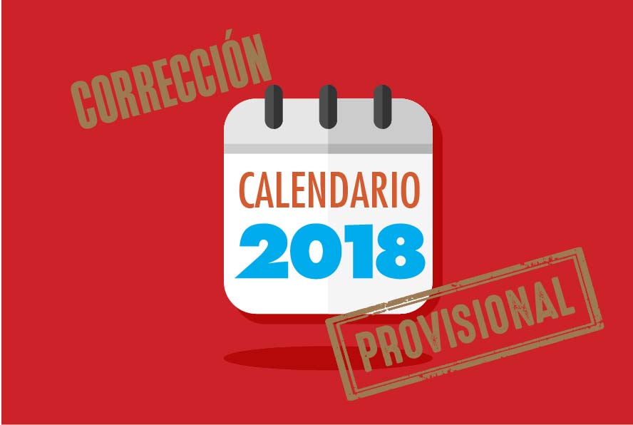 Corrección CALENDARIO 2018 (provisional)